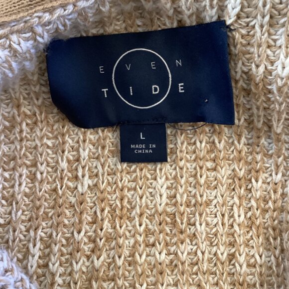 Even Tide Shawl Collar Cardigan Sweater Size Large Beige & Gray Thick WInter - Picture 9 of 10